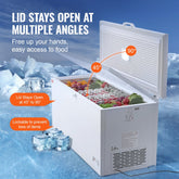 Chest Freezer, 17.2 Cu.ft / 488L Large Deep Freezer with 4 Removable Baskets, Locking Lid, 7-Temp Levels, LED Light, 6 Wheels